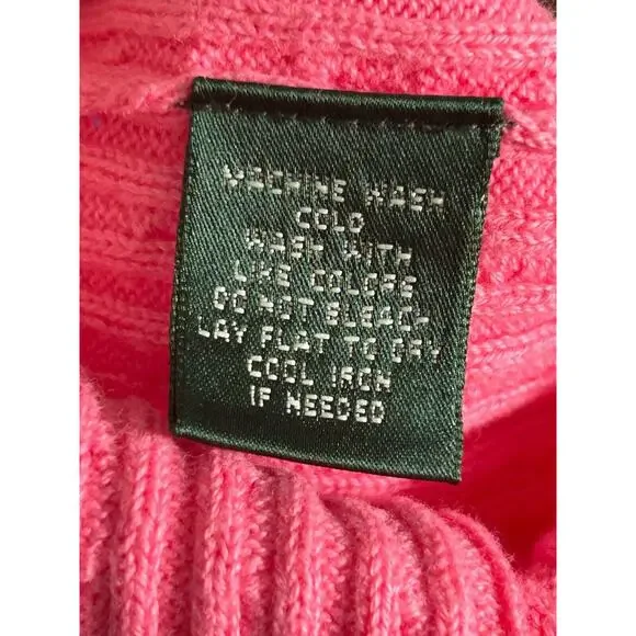 Lauren Ralph Lauren Sweater Womens Large Pink Cable Knit Classic Fit Preppy NWT